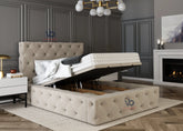 Tufted Chesterfield Ottoman Bed With Headboard Vizbeds