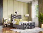 Luxury Salvia Chesterfield Storage Ottoman With Luxury Headboard Vizbeds