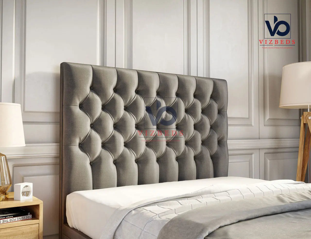 Salvia Chesterfield Ottoman Storage Divan Bed With Luxury Headboard Vizbeds