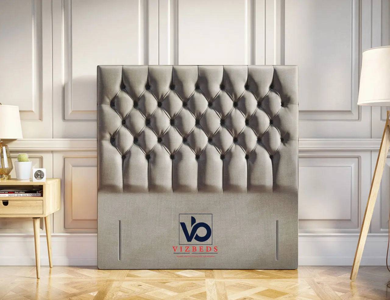 Salvia Chesterfield Ottoman Storage Divan Bed With Luxury Headboard Vizbeds