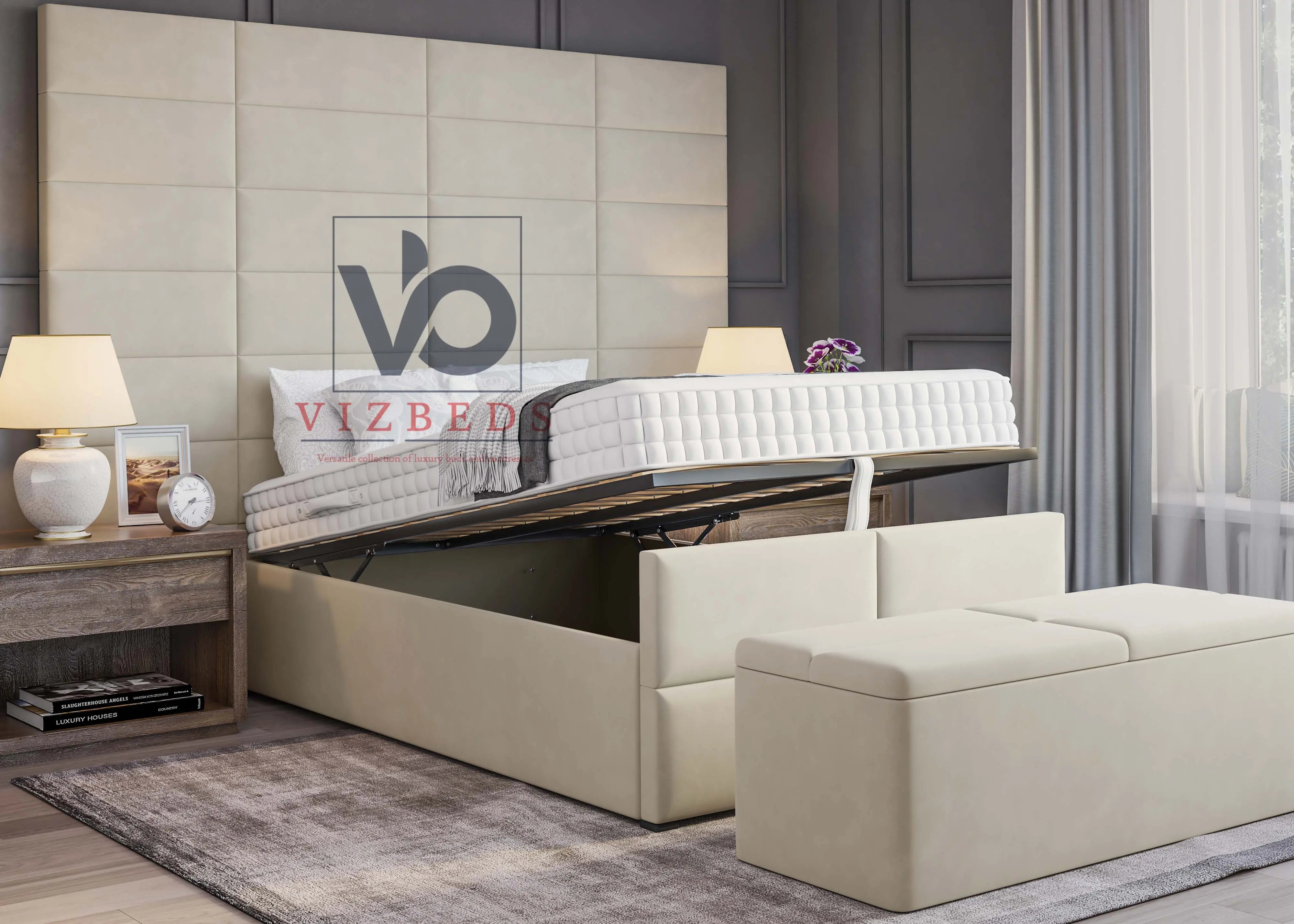 Veila Luxury Bed With Extended Headboard Vizbeds