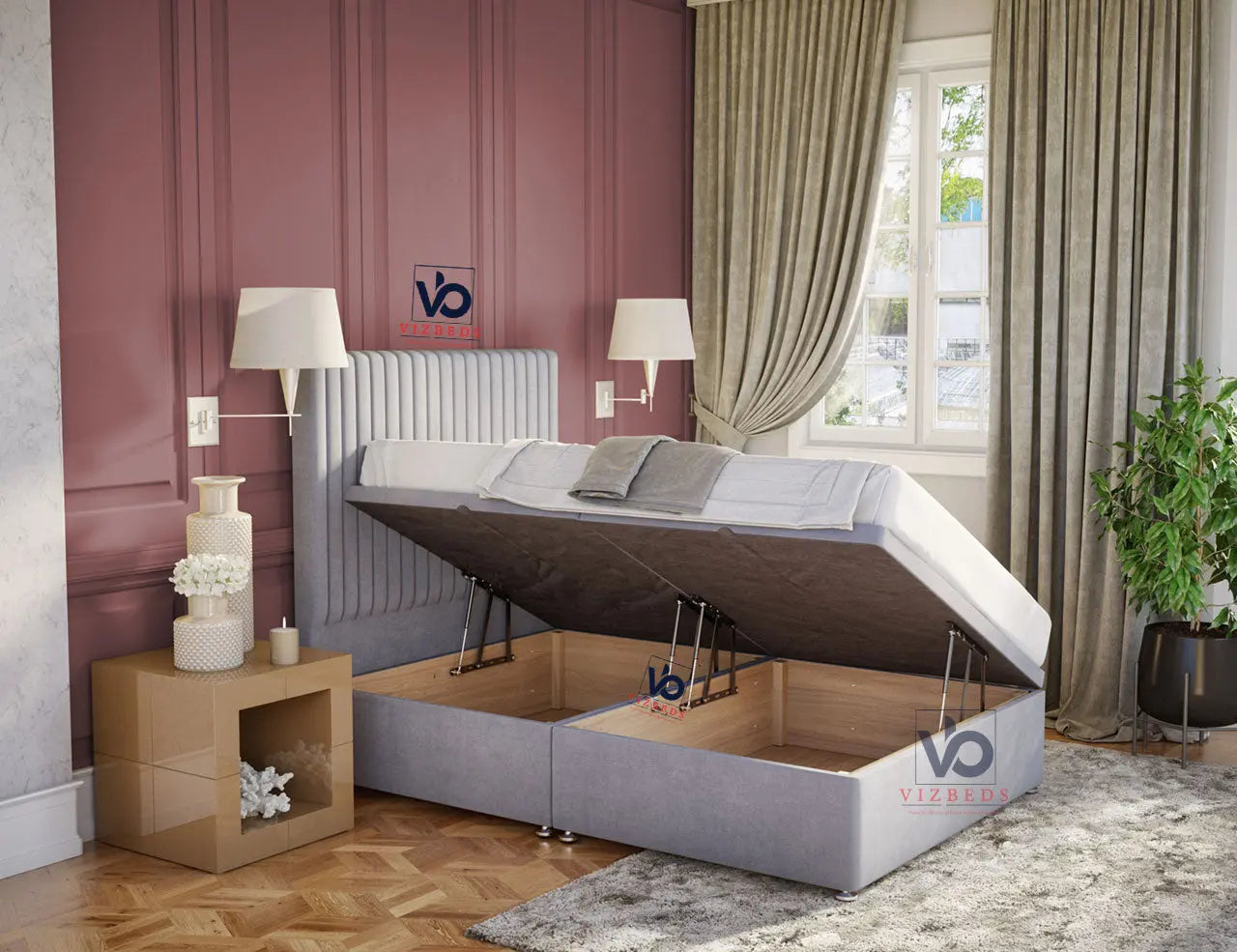 Alexis Divan Bed With Ottoman Storage - Vizbeds