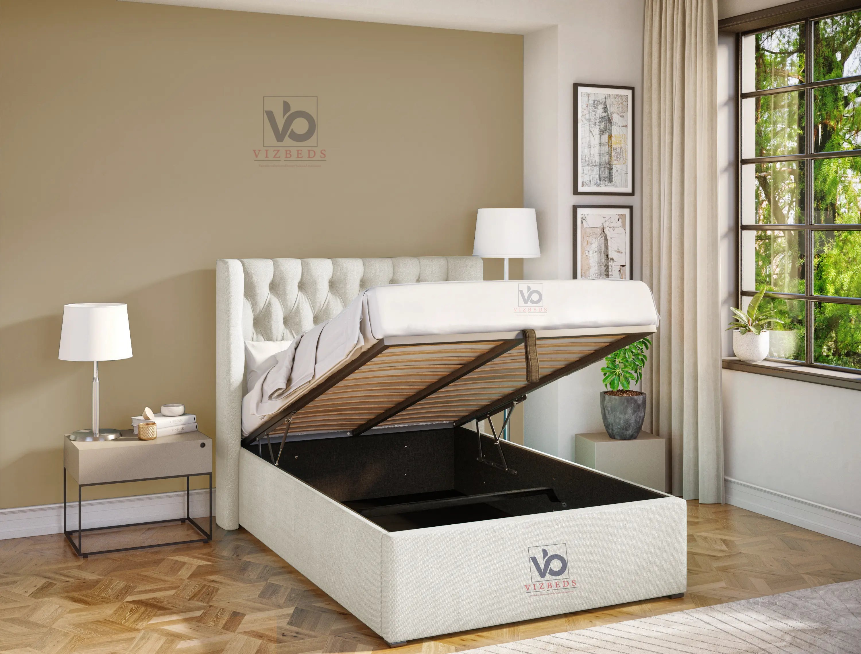Hadley Winged Ottoman Bed Frame Vizbeds