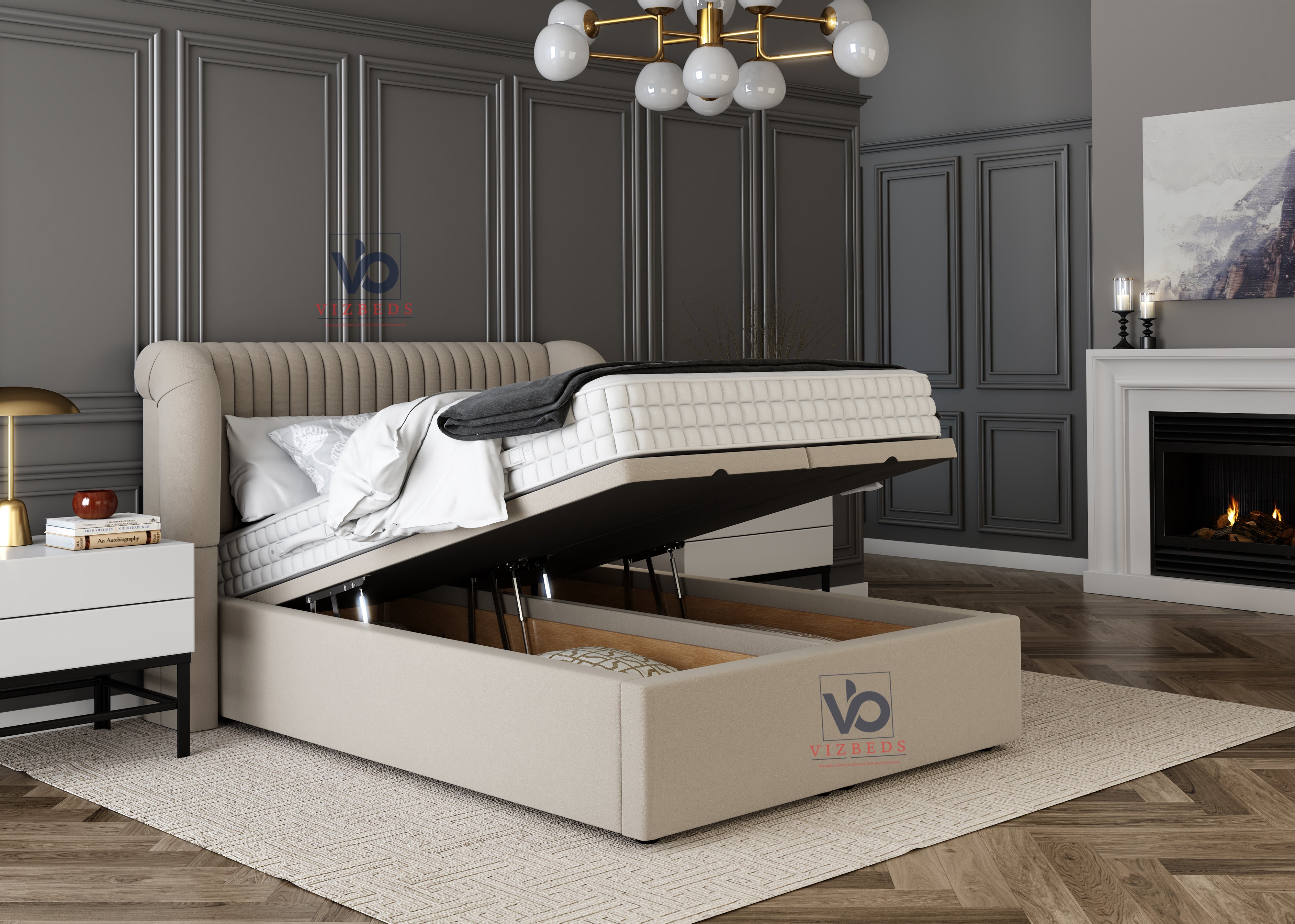 The Premium Malia Ottoman Divan  Bed With Luxury Headboard