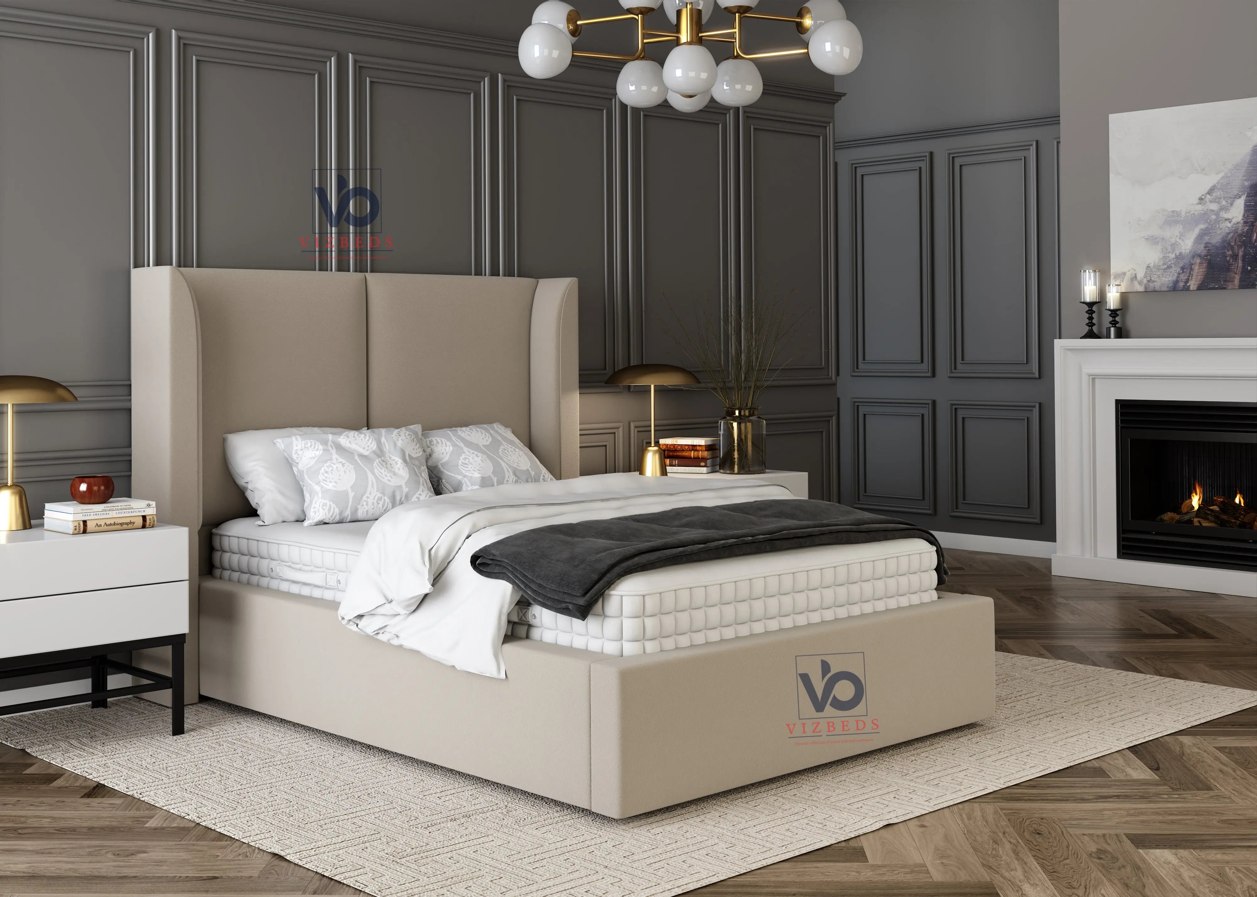 Nova 2Panel Ottoman  Bed With Luxury Headboard