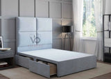 Lilac Divan Bed Set With Luxury Headboard Vizbeds