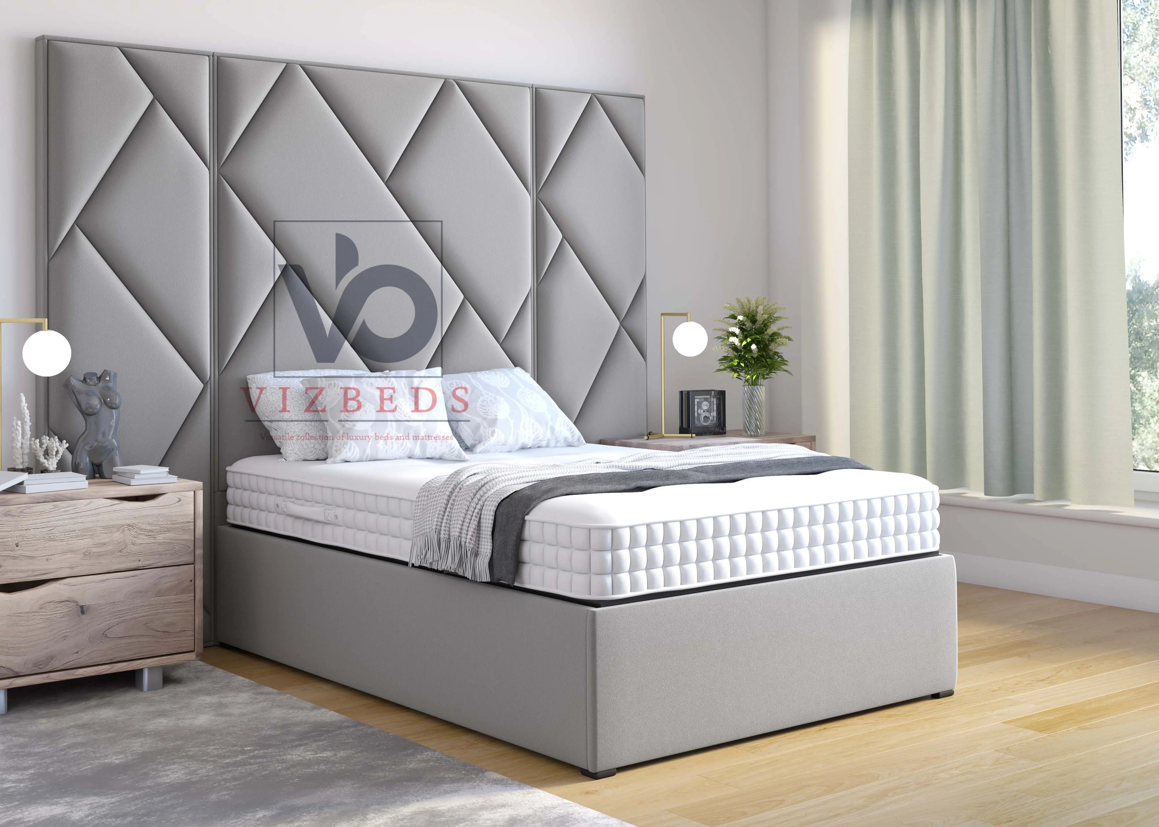 Tsuen Luxury Bed With Extended Headboard Vizbeds