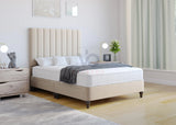Lucene Divan Bed on Wooden Legs With Luxury Headboard Vizbeds