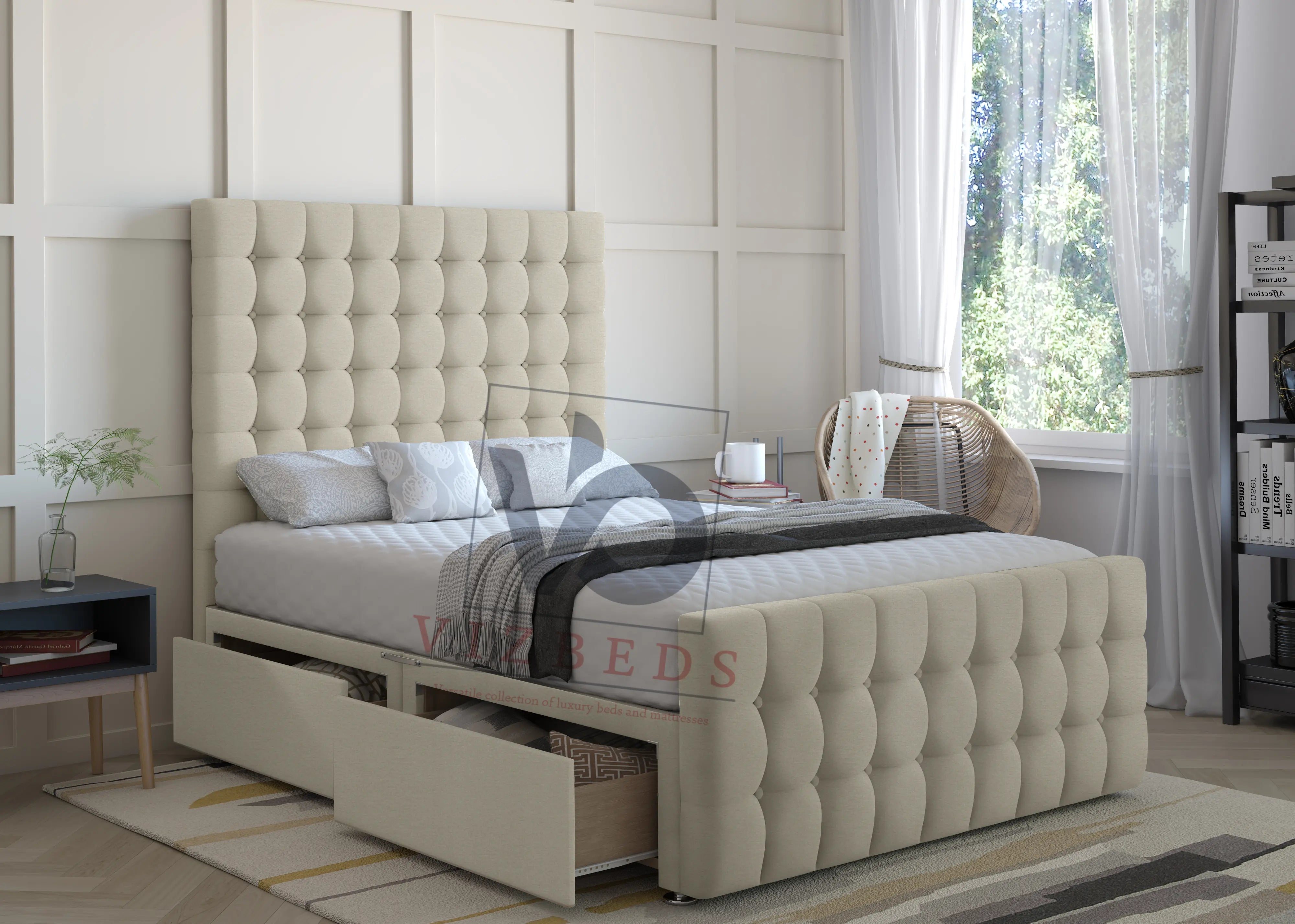 Luxury Serenity  Divan Bed Set With Luxury Headboard