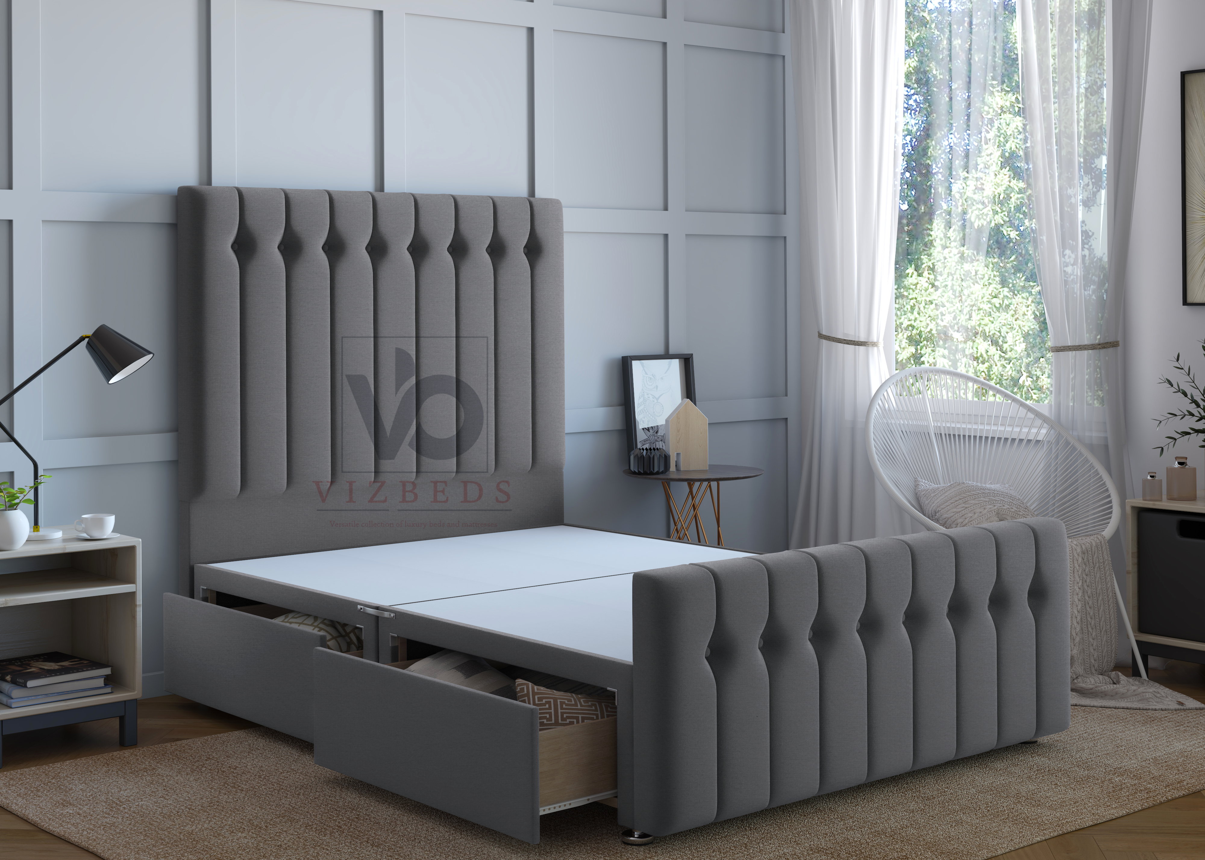 Luxury Starla Divan Bed Set With Luxury Headboard