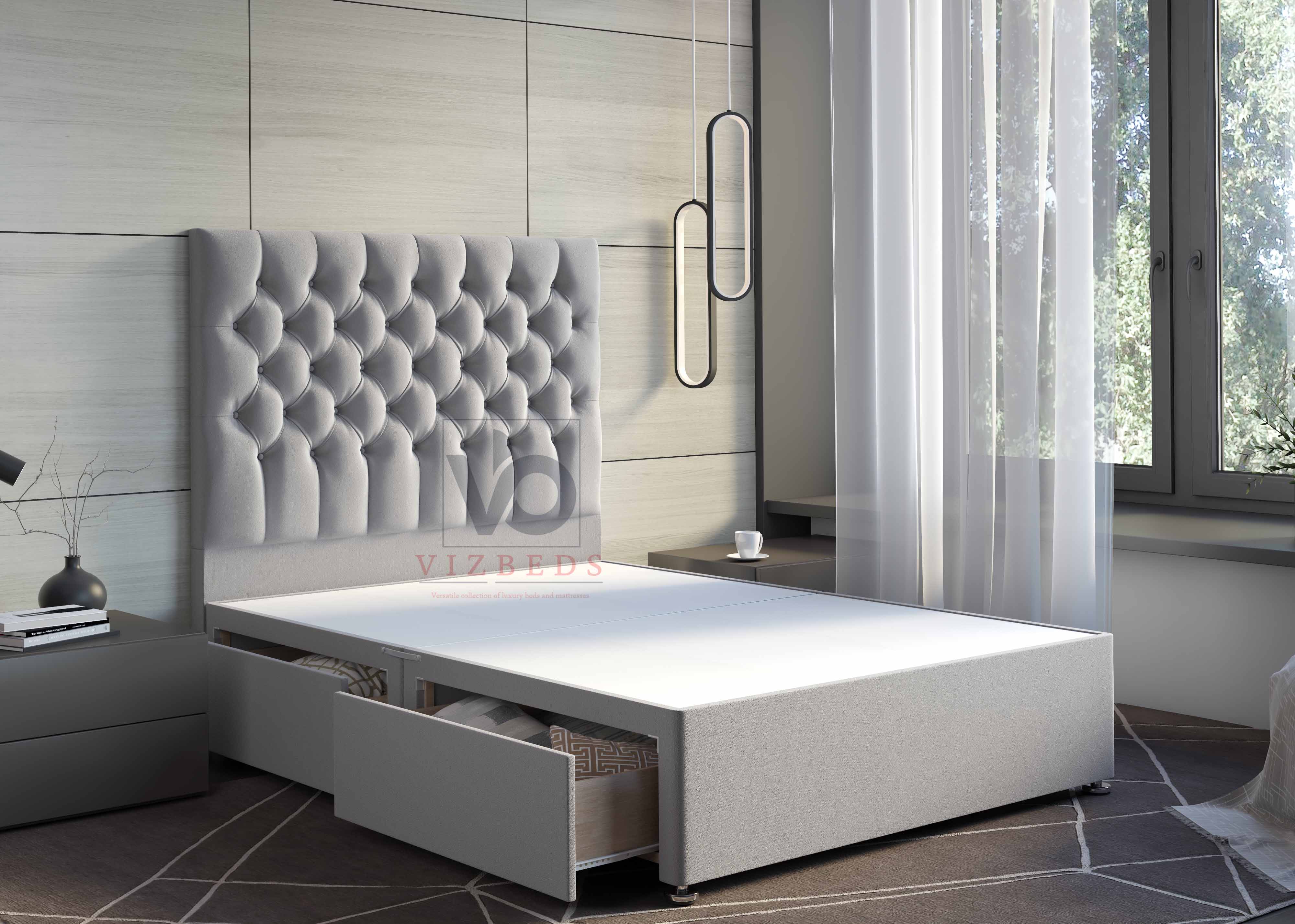 Salvia Divan Bed Set With Luxury Headboard