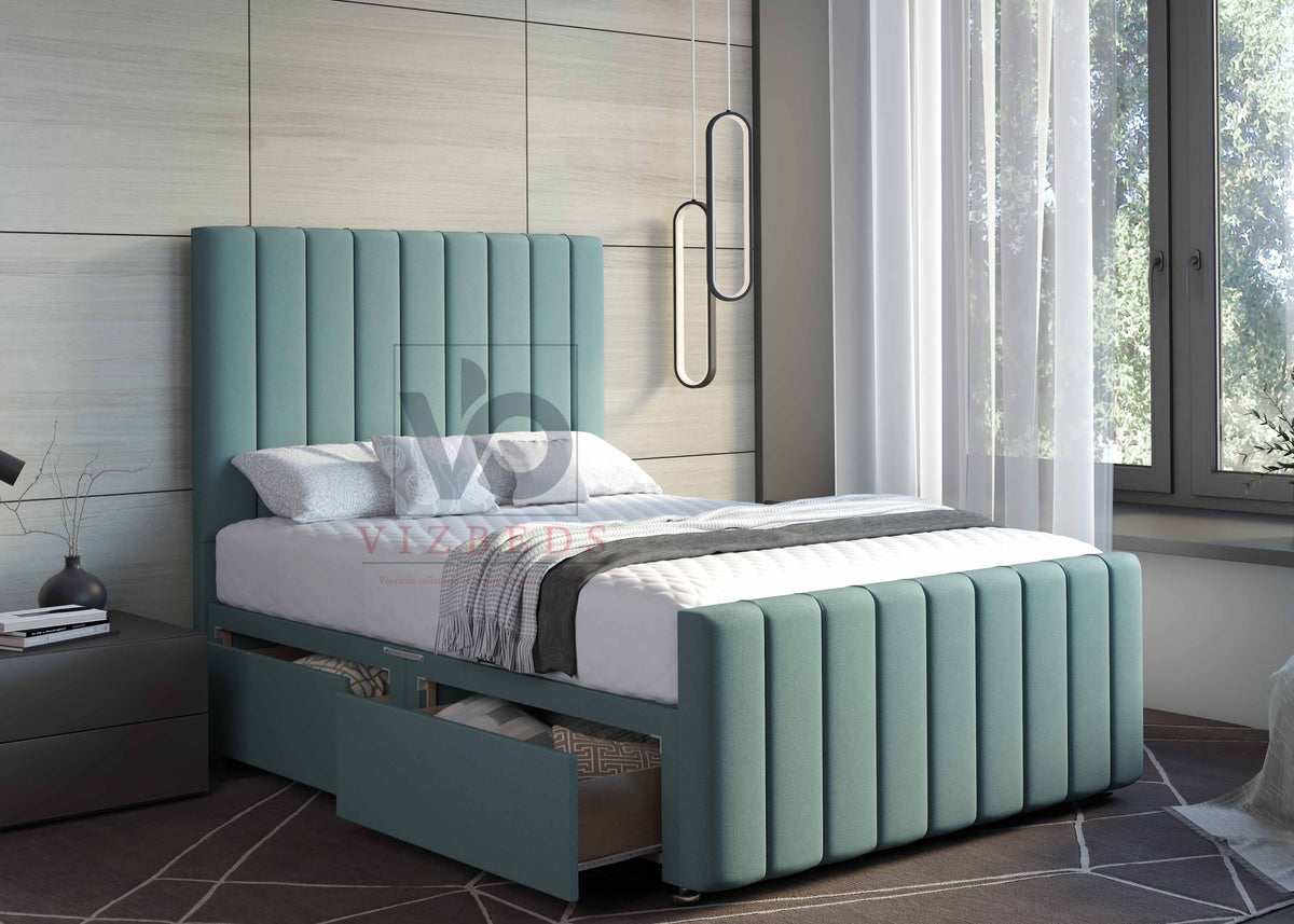 05- Divan Bed With Luxury Tall 54" Floor Standing Headboard Vizbeds