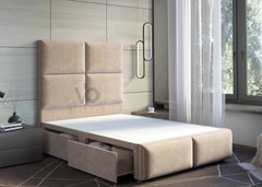 Lilac Designer Divan Bed Set With Luxury Headboard Vizbeds