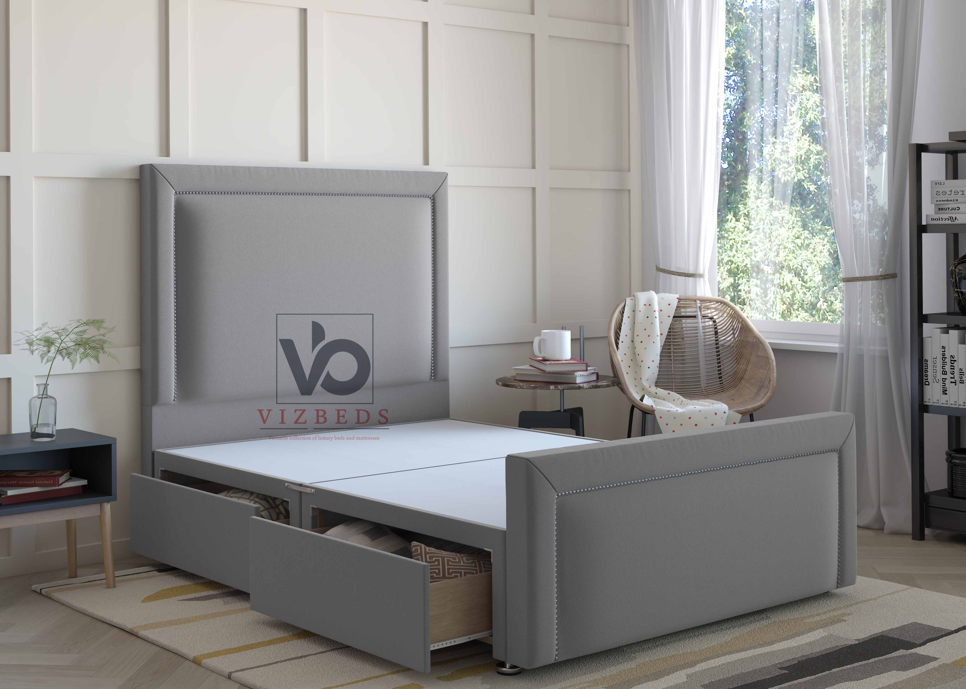 Luxury Queens Divan Bed Set With Luxury Headboard