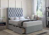 022- Divan Bed With Luxury Tall 54" Floor Standing Headboard