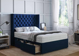 Milano Chesterfield Winged Divan Bed Set With Headboard Vizbeds