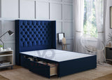 Milano Chesterfield Winged Divan Bed Set With Headboard Vizbeds