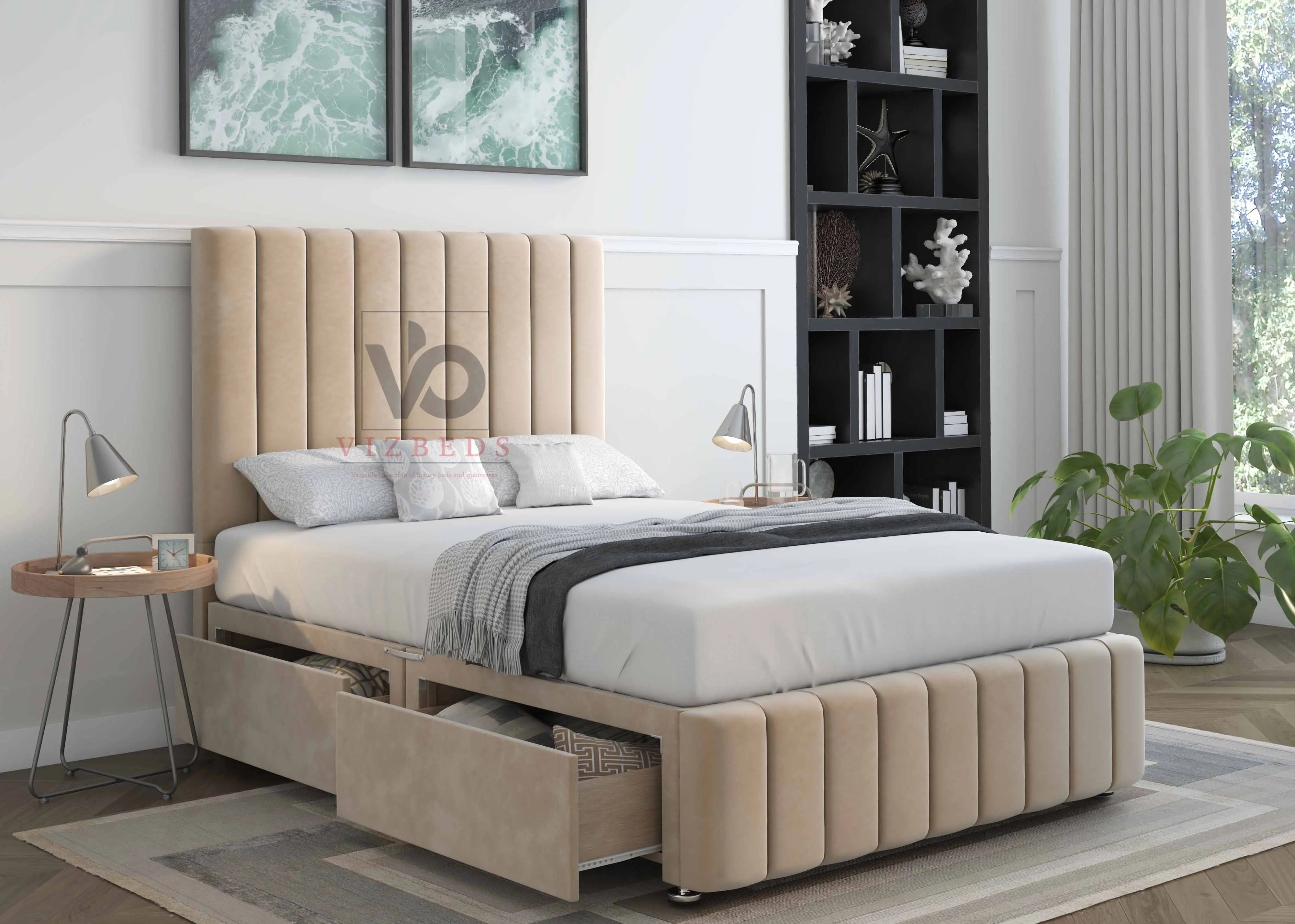 Lucena Designer Divan Bed Set With Luxury Headboard