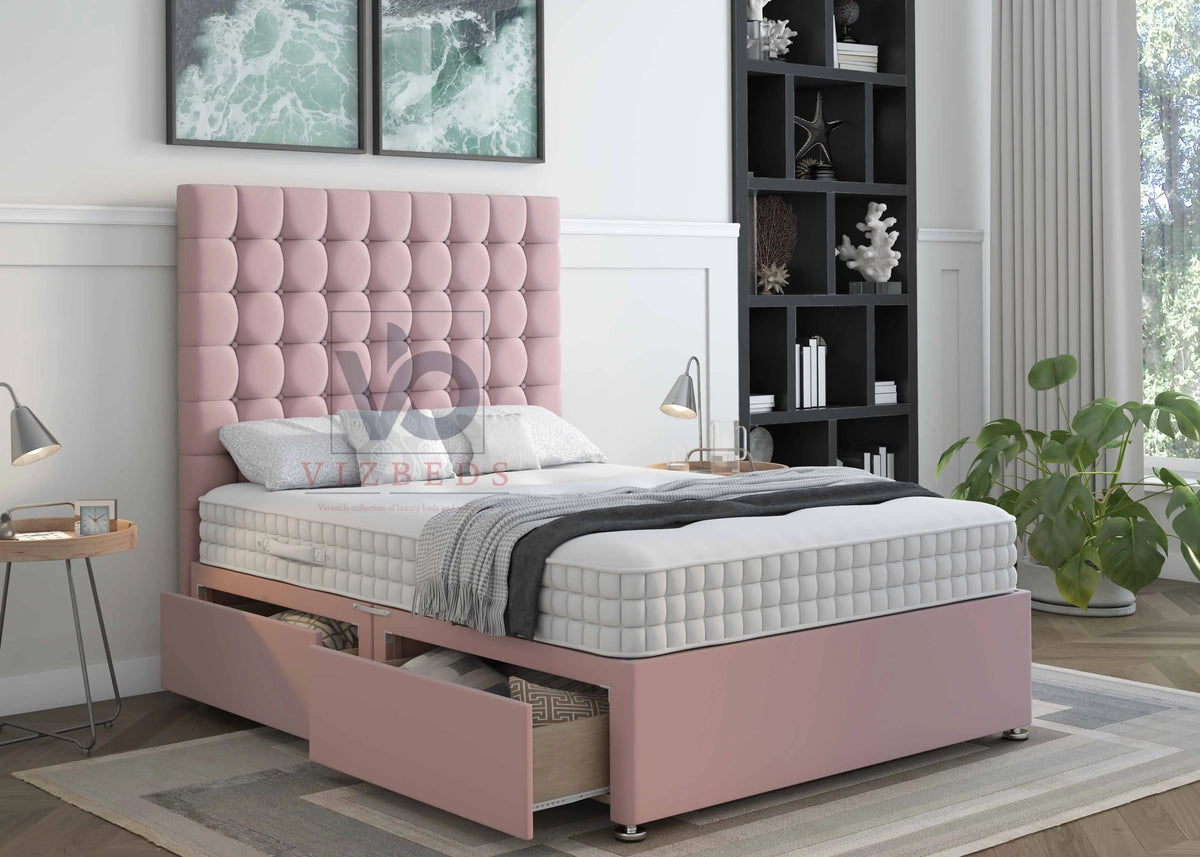 The Grotto Divan Bed Set With Luxury Headboard Vizbeds
