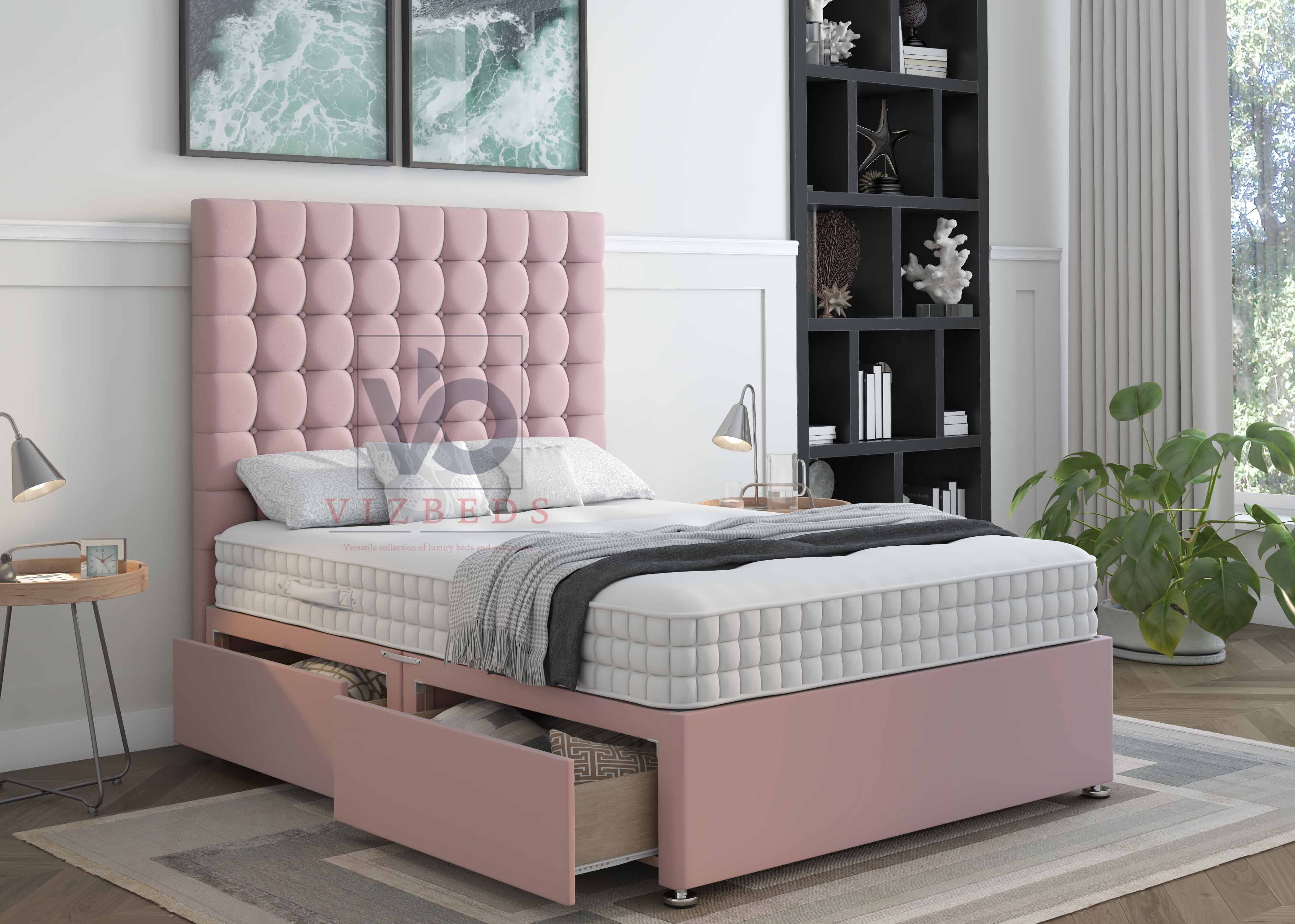 The Grotto Divan Bed Set With Luxury Headboard