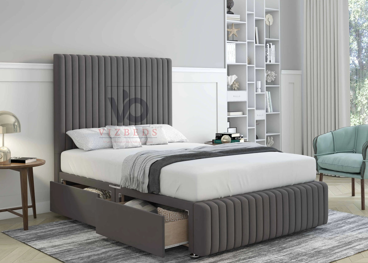 Lavender Divan Bed Set With Luxury Headboard Vizbeds