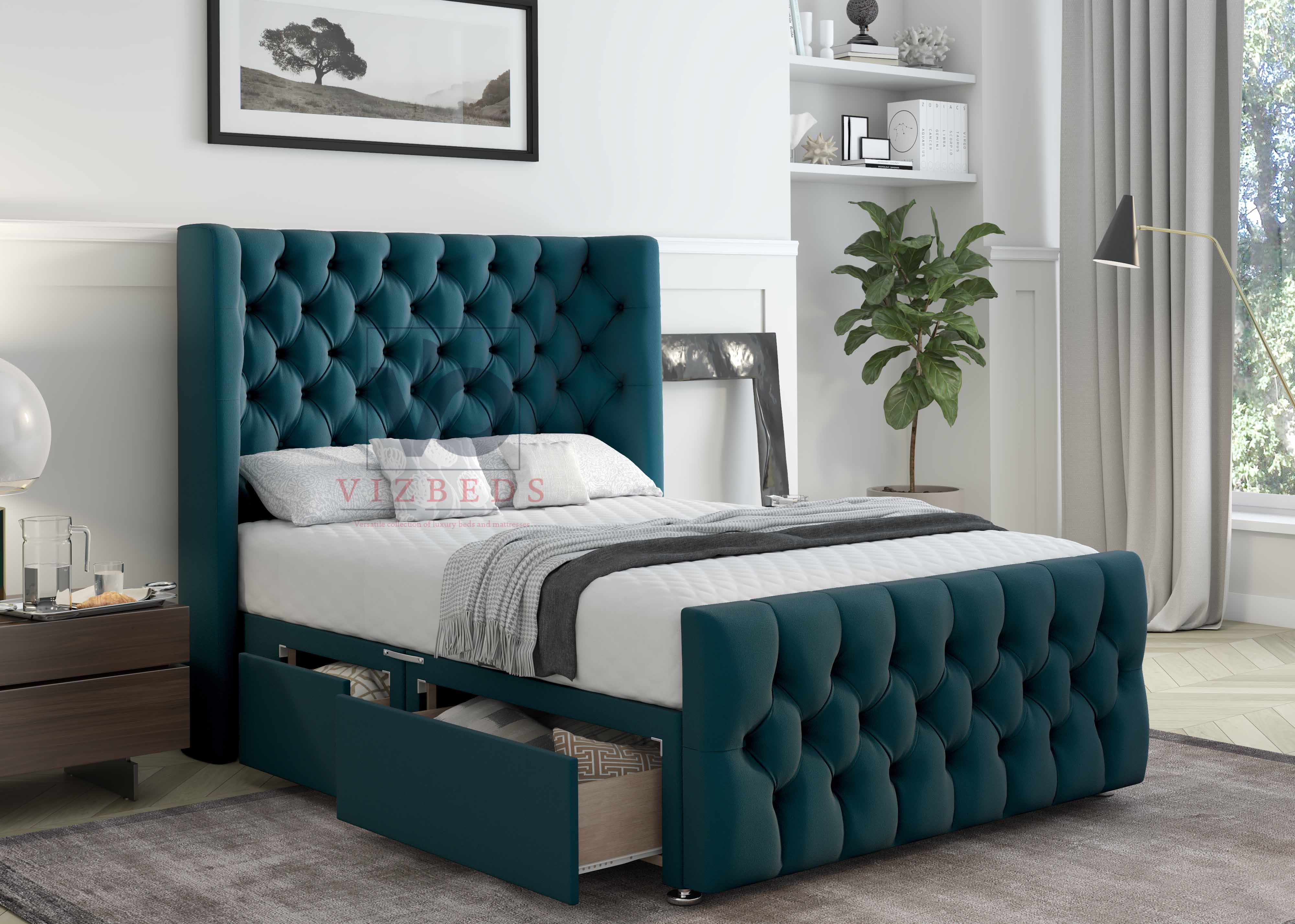 The Olender Divan Bed Set With Luxury Headboard