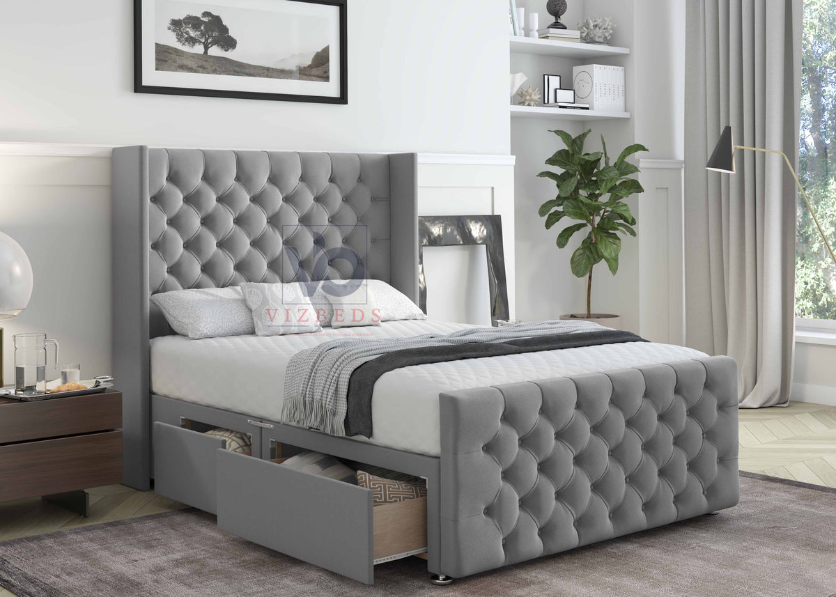 Huelva Divan Bed Set With Luxury Headboard Vizbeds