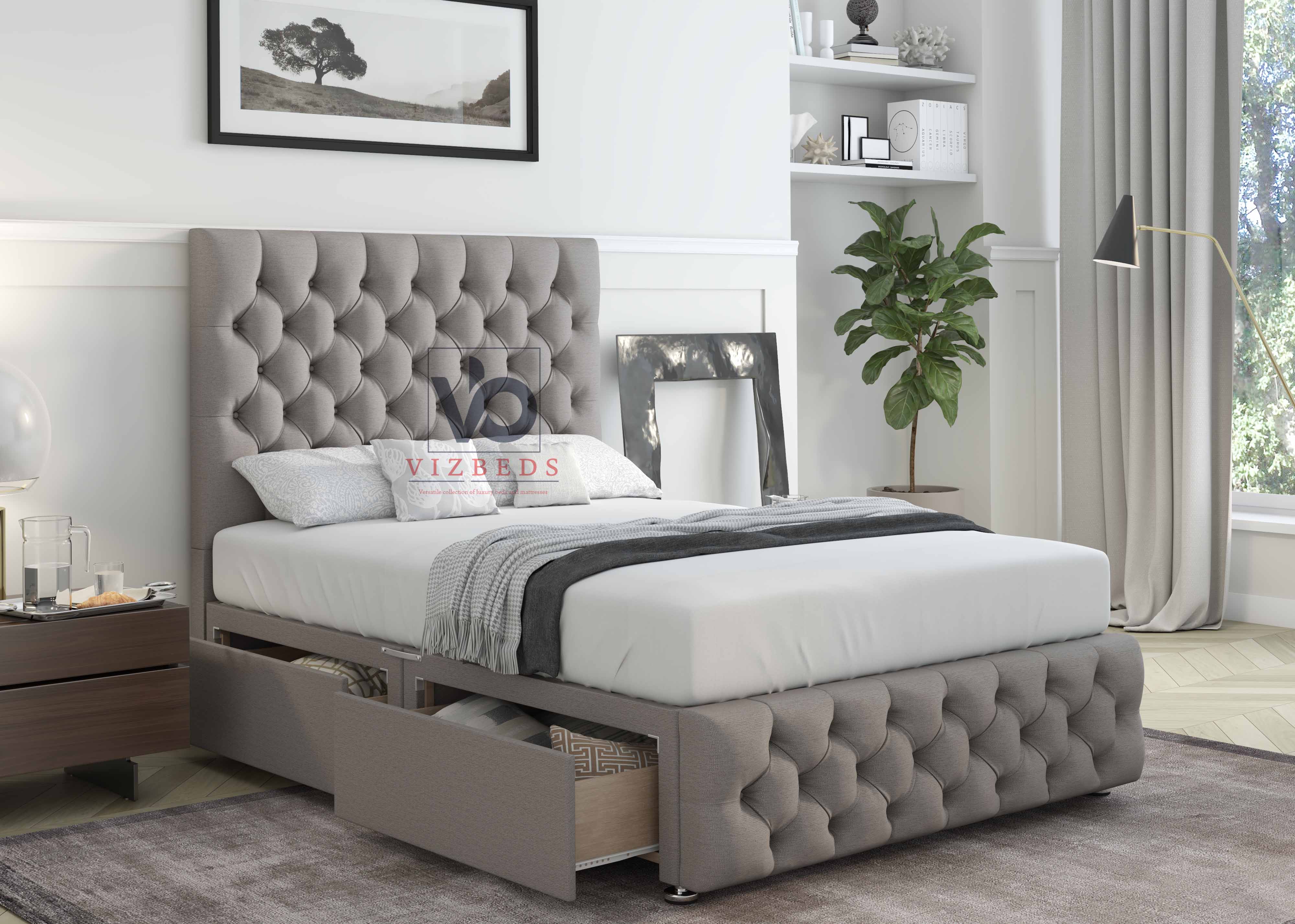 Opulent Designer Divan Bed Set With Luxury Headboard