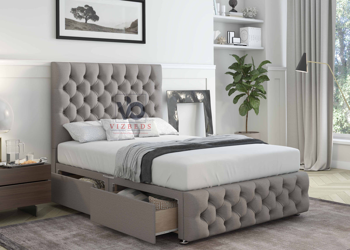 Opulent Designer Divan Bed Set With Luxury Headboard Vizbeds