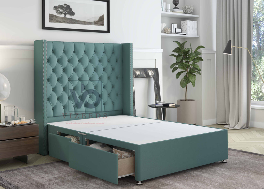 Venice Winged Divan Bed Set With Luxury Headboard Free Delivery