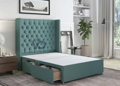 Venice Winged Divan Bed Set With Luxury Headboard Vizbeds