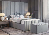 Stripe Luxury Bed With Extended Headboard Vizbeds