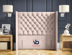 Milano Chesterfield Winged Storage Ottoman Divan Bed With Luxury Headboard Vizbeds