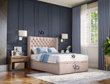 Milano Chesterfield Winged Storage Ottoman Divan Bed With Luxury Headboard