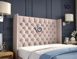 Milano Chesterfield Winged Storage Ottoman Divan Bed With Luxury Headboard Vizbeds