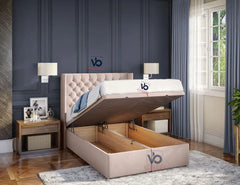 Milano Chesterfield Winged Storage Ottoman Divan Bed With Luxury Headboard Vizbeds