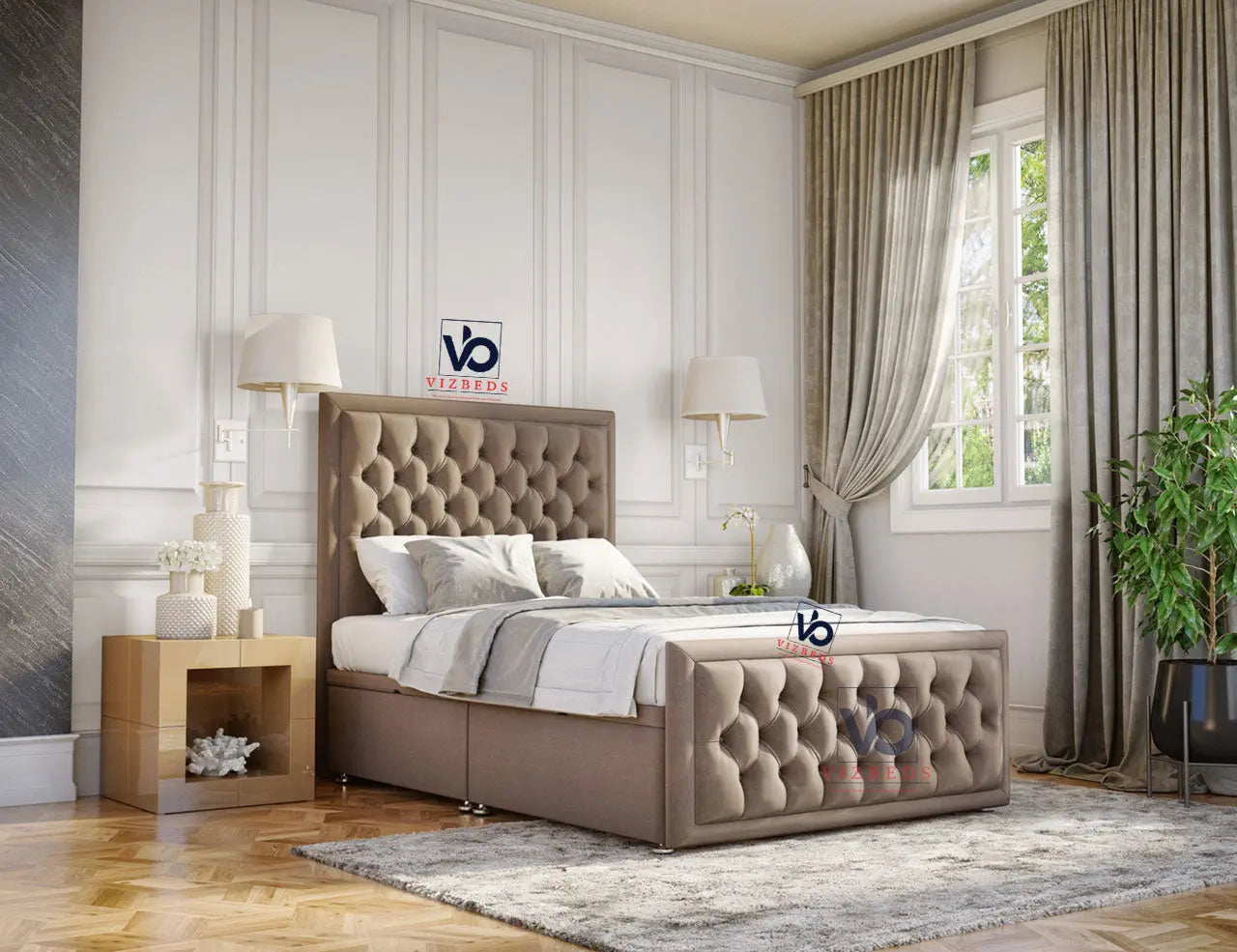 Luxury Opulent Chesterfield Ottoman Bed with Free Luxury headboard and ...