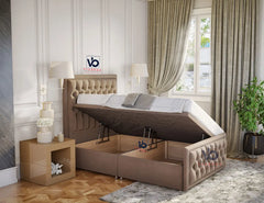 Luxury Opulent Chesterfield  Ottoman Storage Divan Bed with Free Luxury  headboard Vizbeds