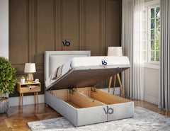 Queens Storage Ottoman Divan Bed With Luxury Headboard Vizbeds