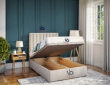 Lucene  Panel Storage Ottoman Divan Bed With Luxury Headboard