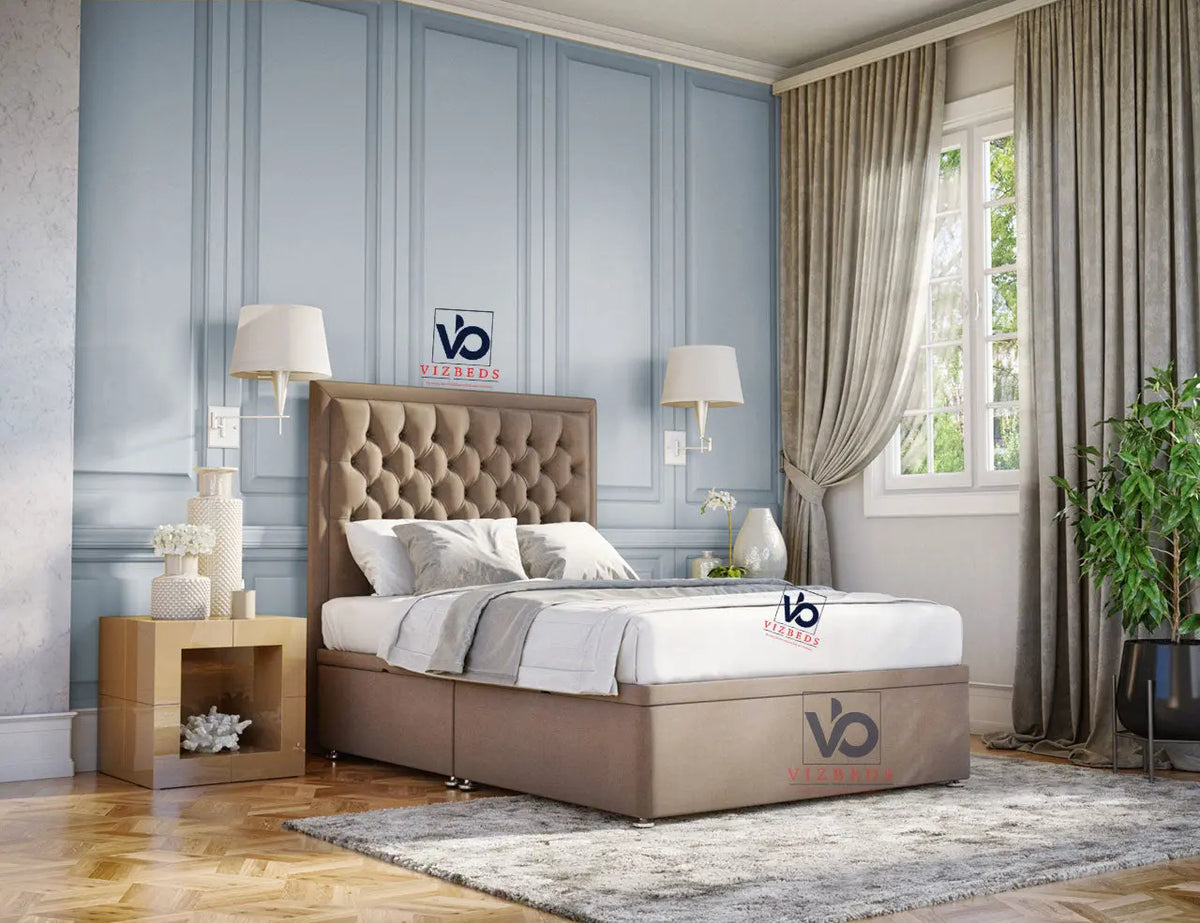 001 Ottoman Storage Divan Bed + Free 54" Luxury Headboard Vizbeds